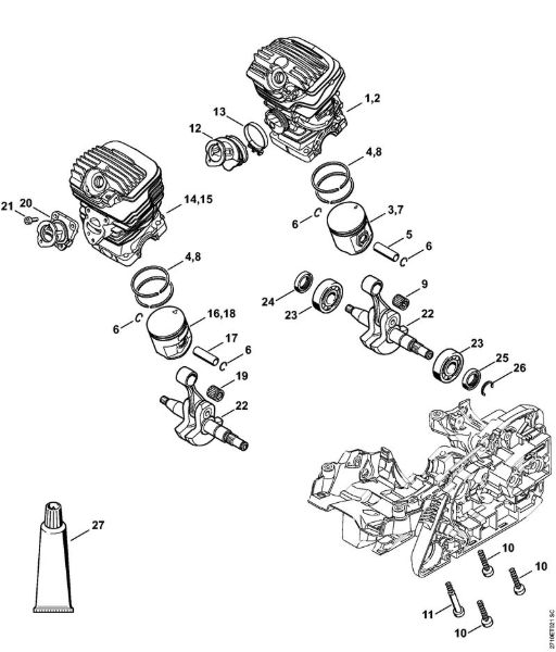 Motosierras de gasolina (MS) MS 271 Cilindro de la marca Stihl