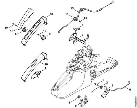 Motosierras de gasolina (MS) MS 280 C-B Mecanismo del acelerador de la marca Stihl