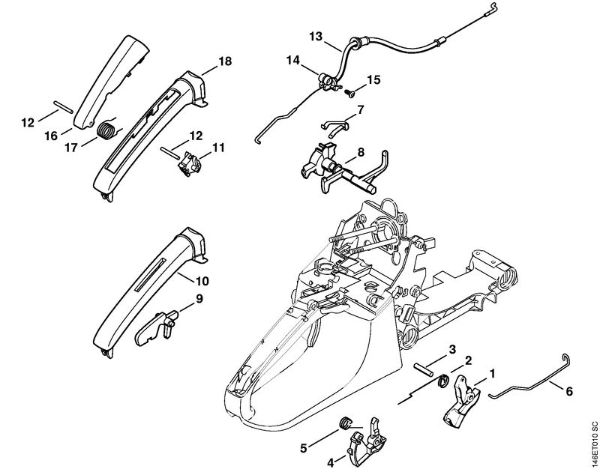 Motosierras de gasolina (MS) MS 280 C-B Mecanismo del acelerador de la marca Stihl