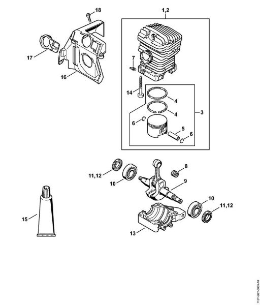 Motosierras de gasolina (MS) MS 290 Cilindro de la marca Stihl