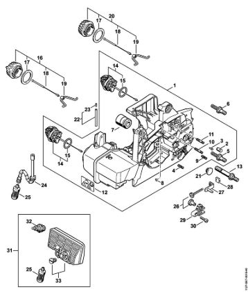 Motosierras de gasolina (MS) MS 290-Z Carcasa del motor de la marca Stihl