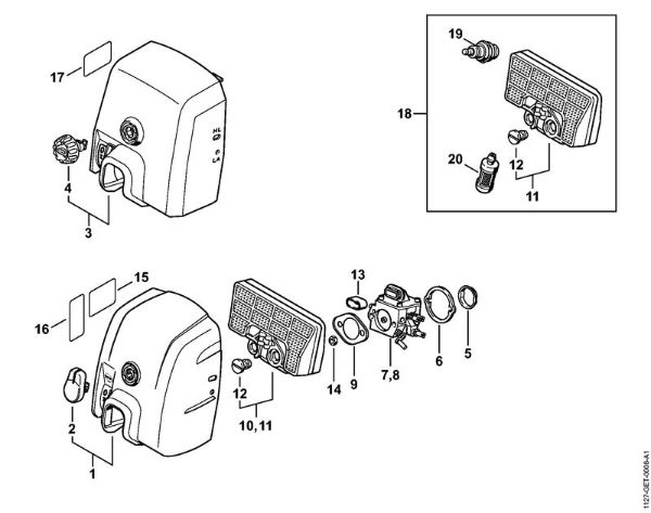 Motosierras de gasolina (MS) MS 290-Z Tapa de la caja del carburador, Filtro de aire de la marca Stihl