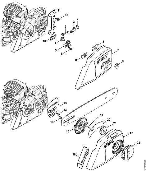 Motosierras de gasolina (MS) MS 291 C-BE Dispositivo tensor de la cadena, Tapa del pióón de cadena de la marca Stihl