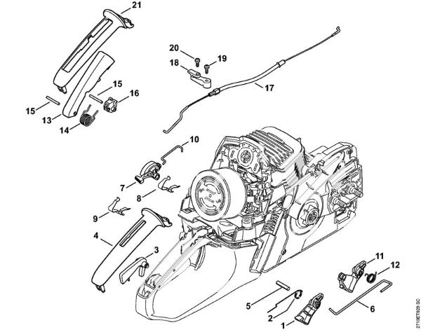 Motosierras de gasolina (MS) MS 291 C-BE Mecanismo del acelerador de la marca Stihl