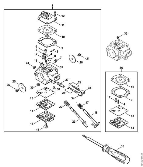 Motosierras de gasolina (MS) MS 310 Carburador HD-21 de la marca Stihl