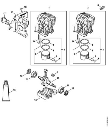 Motosierras de gasolina (MS) MS 310 Cilindro de la marca Stihl