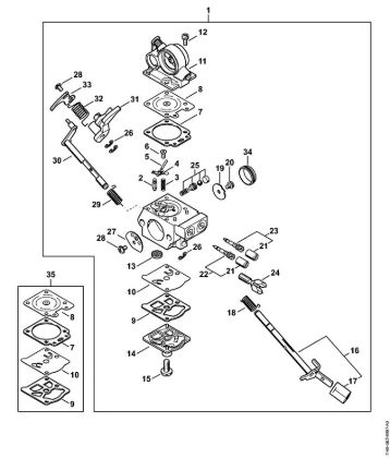 Motosierras de gasolina (MS) MS 311 Carburador WTE-16 de la marca Stihl