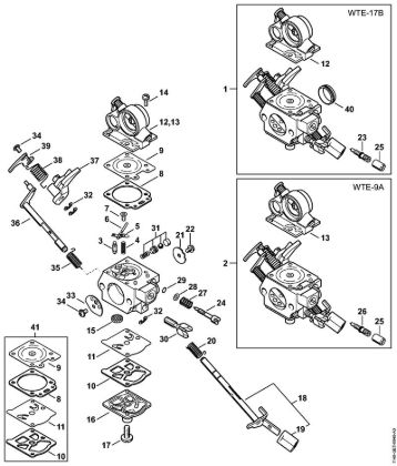 Motosierras de gasolina (MS) MS 311 Carburador WTE-9, WTE-17 de la marca Stihl