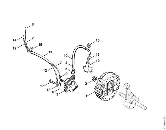 Motosierras de gasolina (MS) MS 340 Sistema de encendido de la marca Stihl