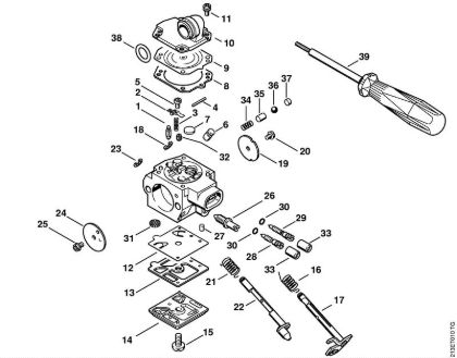 Motosierras de gasolina (MS) MS 341 Carburador HD-35 de la marca Stihl