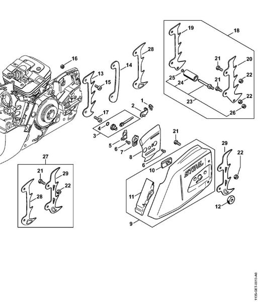 Motosierras de gasolina (MS) MS 341 Dispositivo tensor de la cadena de la marca Stihl
