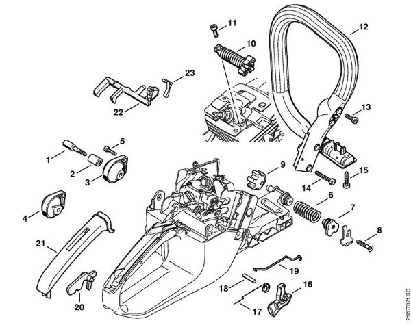 Motosierras de gasolina (MS) MS 341 Systema AV, Mecanismo del acelerador de la marca Stihl