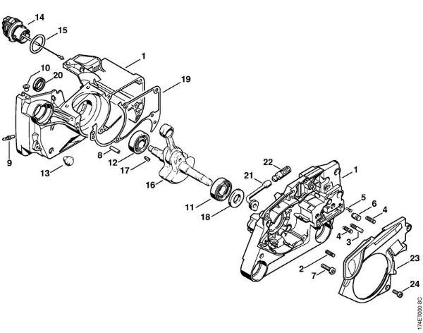 Motosierras de gasolina (MS) MS 360 Cárter del cigüeóal de la marca Stihl