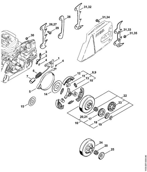 Motosierras de gasolina (MS) MS 360 Freno de cadena, Embrague de la marca Stihl