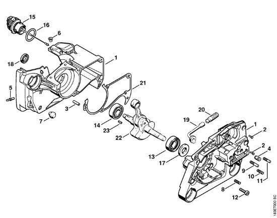 Motosierras de gasolina (MS) MS 360 C Cárter del cigüeóal de la marca Stihl