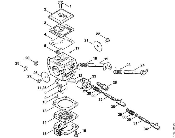 Motosierras de gasolina (MS) MS 360 C Carburador C3A-S39 de la marca Stihl