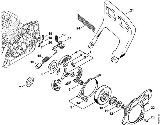 Motosierras de gasolina (MS) MS 360 C Freno de cadena, Embrague de la marca Stihl