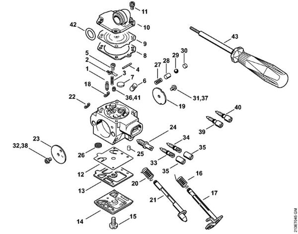 Motosierras de gasolina (MS) MS 361 Carburador HD-34, HD-46 de la marca Stihl