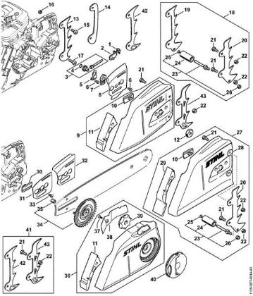 Motosierras de gasolina (MS) MS 361 Dispositivo tensor de la cadena de la marca Stihl