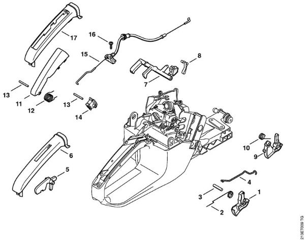 Motosierras de gasolina (MS) MS 361 C-B Mecanismo del acelerador de la marca Stihl