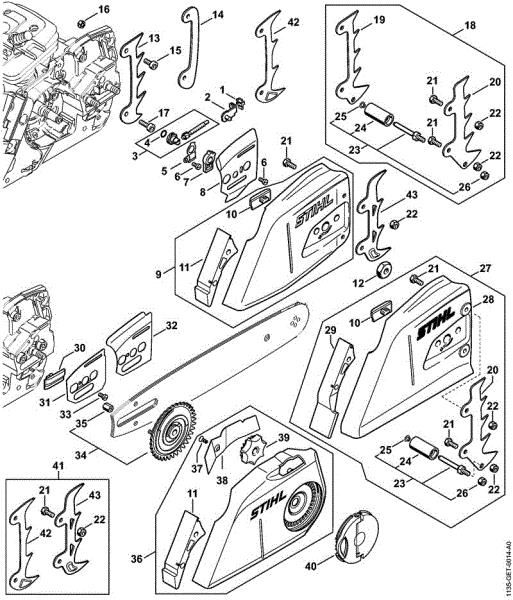 Motosierras de gasolina (MS) MS 361 C-BQ Dispositivo tensor de la cadena de la marca Stihl
