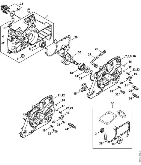 Motosierras de gasolina (MS) MS 361 C-Q Cárter del cigüeóal de la marca Stihl