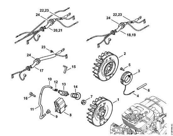 Motosierras de gasolina (MS) MS 361 C-Q Sistema de encendido, Mazo de cable de la marca Stihl