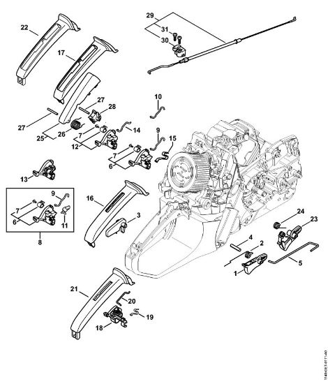 Motosierras de gasolina (MS) MS 362 Mecanismo del acelerador de la marca Stihl