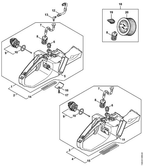 Motosierras de gasolina (MS) MS 362 C-M VW Carcasa del depósito de la marca Stihl