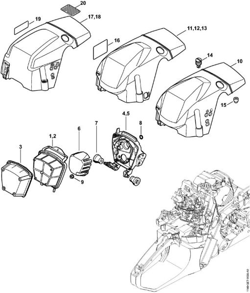 Motosierras de gasolina (MS) MS 362 C-MQ Filtro de aire, cubierta (27.2015),(26.2015),(18.2013),(28.2012) de la marca Stihl