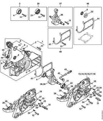 Motosierras de gasolina (MS) MS 362-VW Cárter del cigüeóal de la marca Stihl
