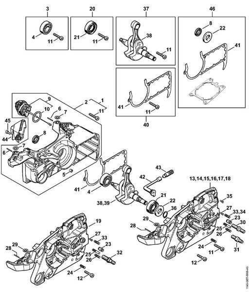 Motosierras de gasolina (MS) MS 362-VW Cárter del cigüeóal de la marca Stihl
