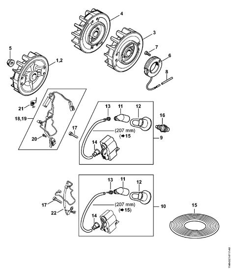Motosierras de gasolina (MS) MS 362-VW Sistema de encendido, rueda volante de la marca Stihl