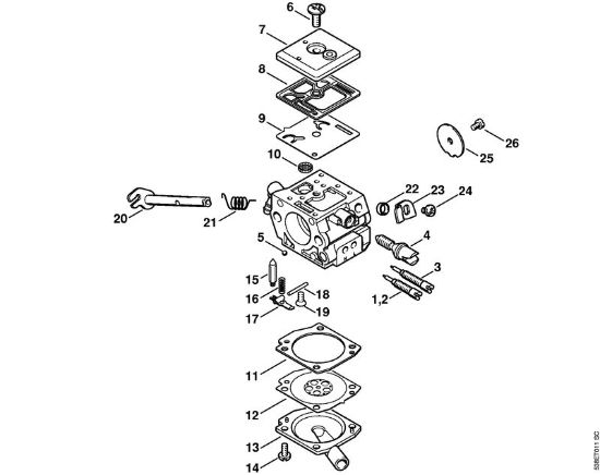 Motosierras de gasolina (MS) MS 380 Carburador C3-S148, C3-S149 de la marca Stihl