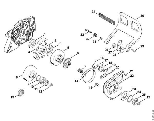 Motosierras de gasolina (MS) MS 380 Embrague de la marca Stihl