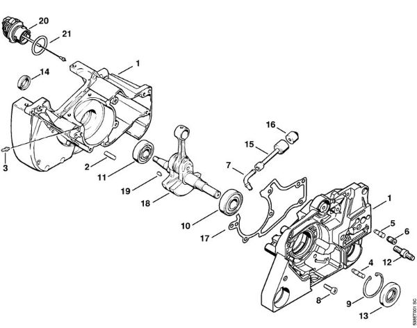 Motosierras de gasolina (MS) MS 381 Cárter del cigüeóal de la marca Stihl