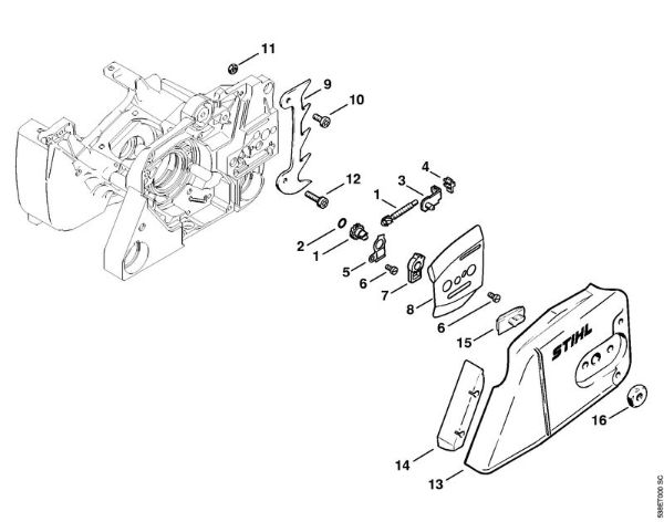 Motosierras de gasolina (MS) MS 381 Dispositivo tensor de la cadena de la marca Stihl