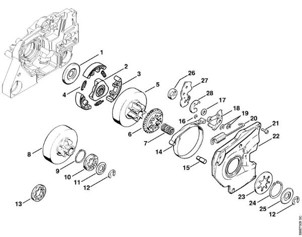 Motosierras de gasolina (MS) MS 381 Embrague, Freno de cadena de la marca Stihl