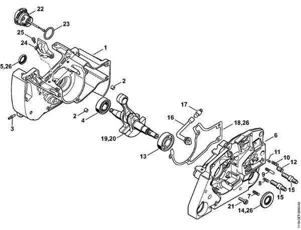 Motosierras de gasolina (MS) MS 382 Cárter del cigüeóal de la marca Stihl