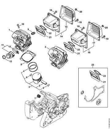Motosierras de gasolina (MS) MS 382 Cilindro, Silenciador de la marca Stihl