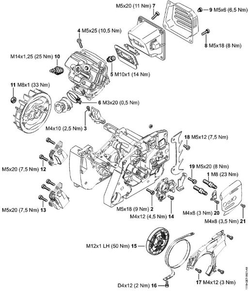 Motosierras de gasolina (MS) MS 382 Pares de apriete de la marca Stihl