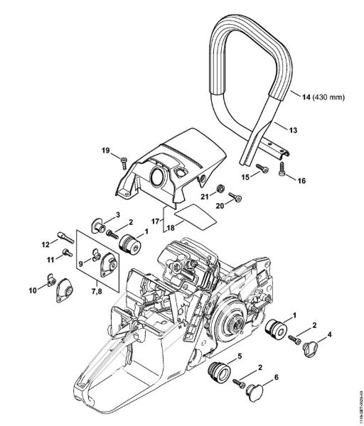 Motosierras de gasolina (MS) MS 382 Systema AV, Cubierta de la marca Stihl