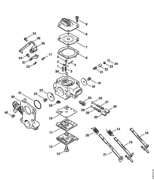 Motosierras de gasolina (MS) MS 441 Carburador HD-41 de la marca Stihl