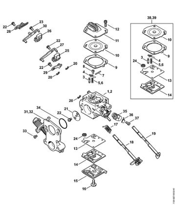 Motosierras de gasolina (MS) MS 441 C-M Carburador HD-49, HD-47 de la marca Stihl