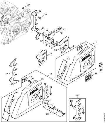 Motosierras de gasolina (MS) MS 441 C-M Dispositivo tensor de la cadena de la marca Stihl
