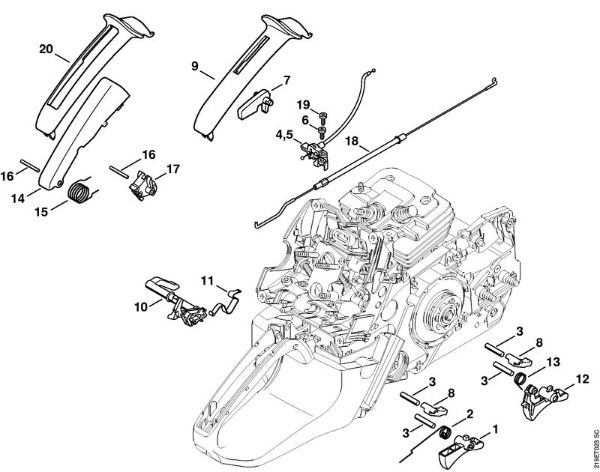 Motosierras de gasolina (MS) MS 441 C-M Mecanismo del acelerador de la marca Stihl