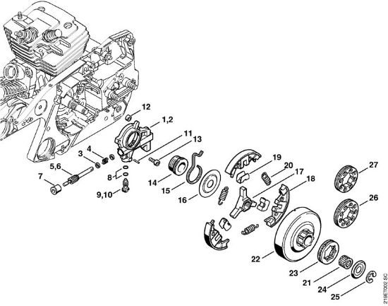 Motosierras de gasolina (MS) MS 441 C-M W Bomba de aceite, Embrague de la marca Stihl