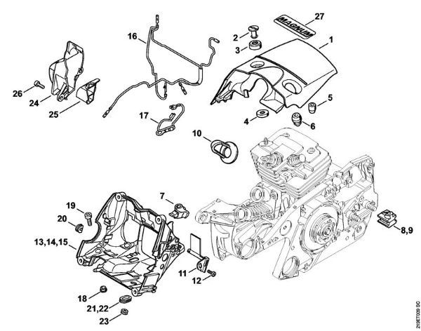 Motosierras de gasolina (MS) MS 441 C-M W Cubierta, Carcasa de la marca Stihl