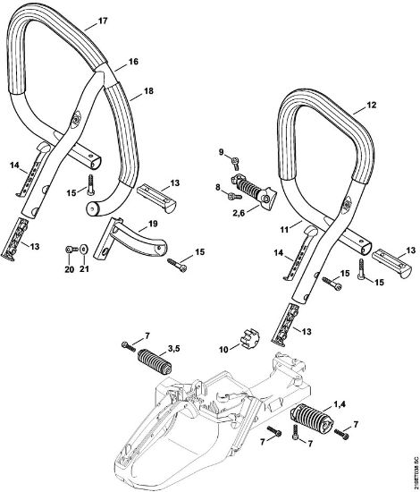 Motosierras de gasolina (MS) MS 441 C-M W Systema AV, Manillar tubular de la marca Stihl