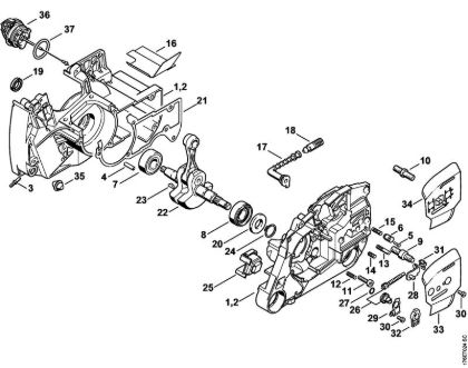 Motosierras de gasolina (MS) MS 460 Cárter del cigüeóal, Cigüeóal de la marca Stihl